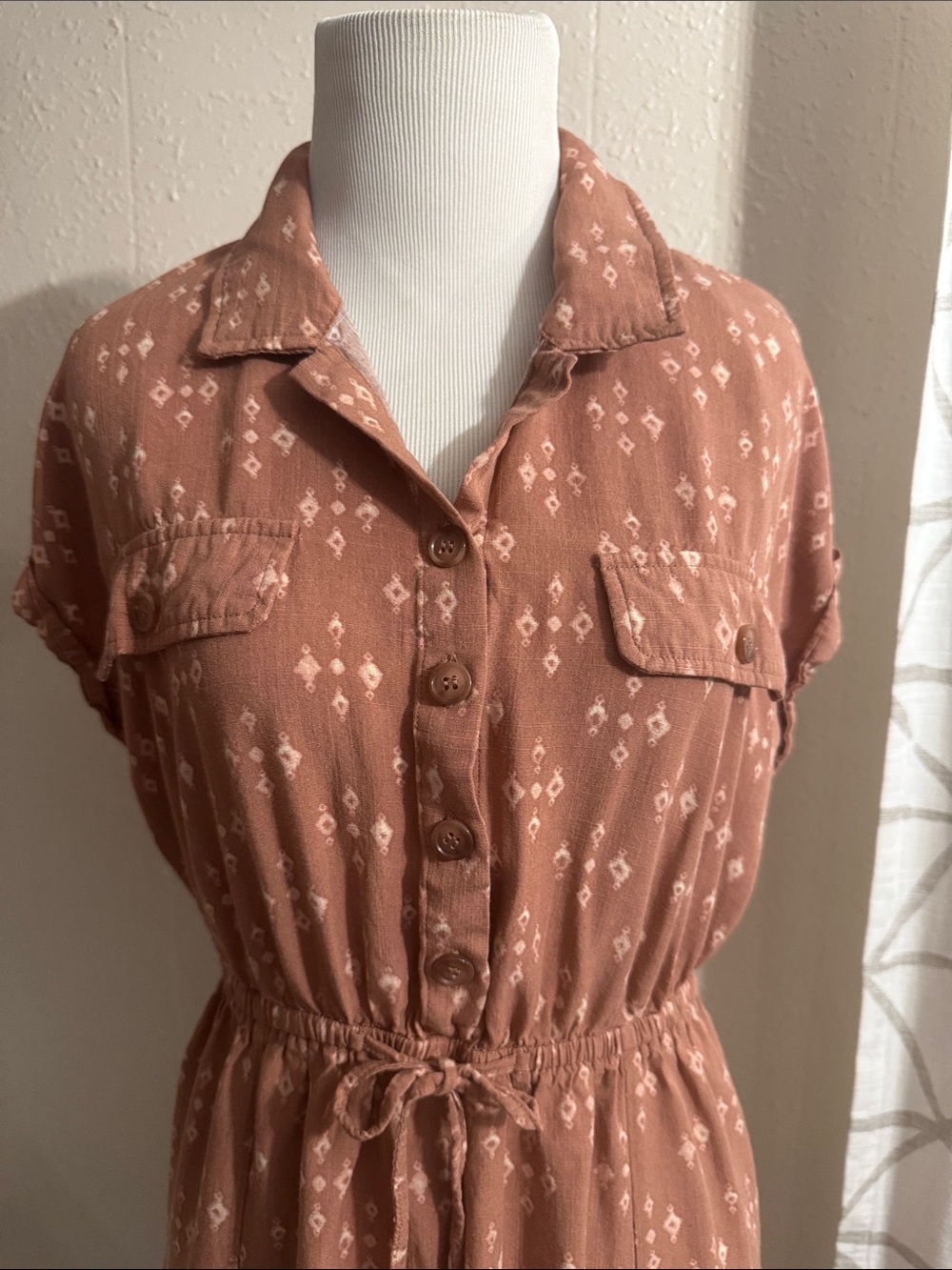 Lucky Brand Terra Cotta Short-Sleeve Button-Front Mini Dress - Picture 2 of 10
